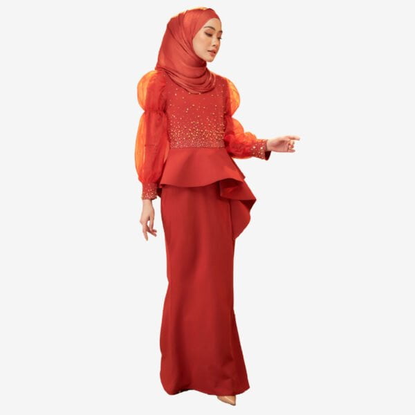 Akyla Dress in Brick Orange - Image 3